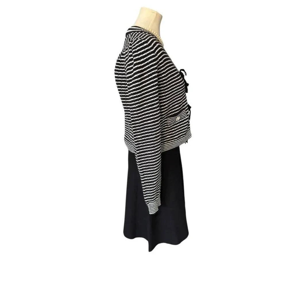 Nicole Miller 2 piece sweater and dress Black White. Jewels. Bows. Stretch. LGE - Picture 3 of 16